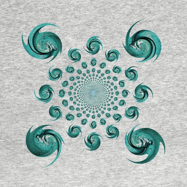 Blue Dance Kaleidoscope Floral Spirals Folk Stylised Ornament by SpieklyArt